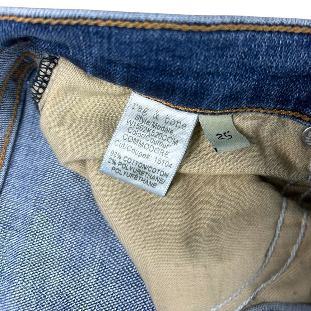 Rag & Bone Mid Rise Skinny Jean Blue Ripped Distressed Denim size 25 Medium Wash - Picture 10 of 10